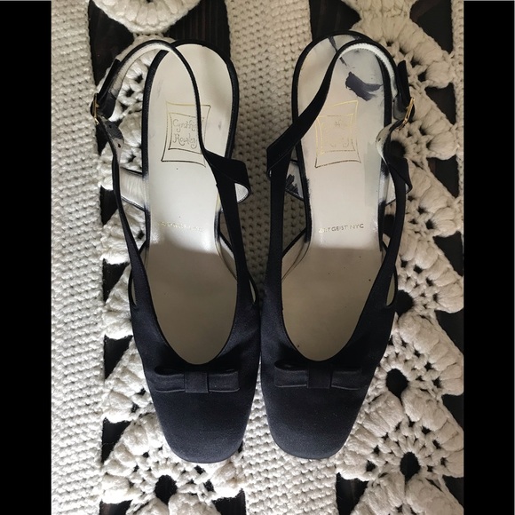 Cynthia Rowley Vintage Satin Black Kitten Mule - Picture 11 of 16